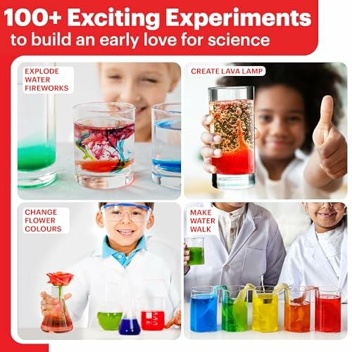 Children conducting colorful science experiments